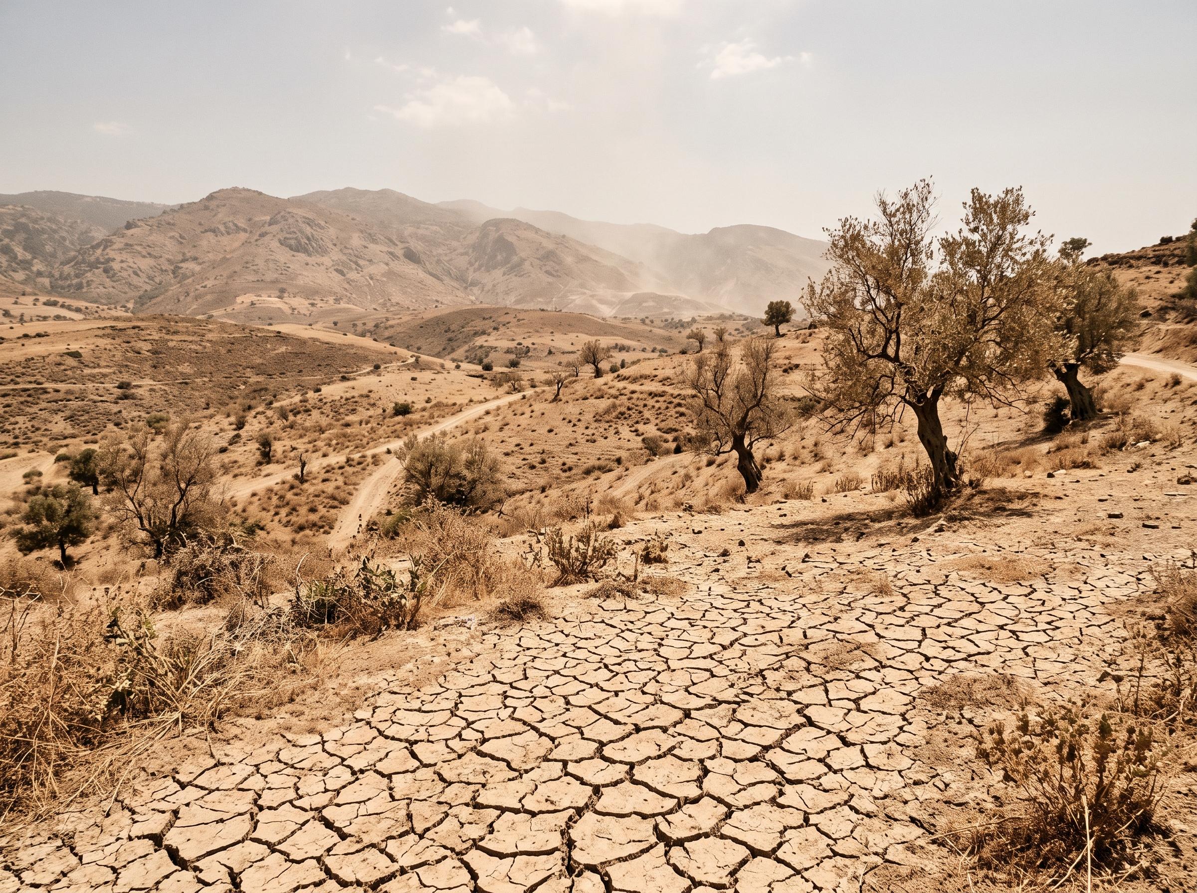 Drought-affected landscape in Seferihisar